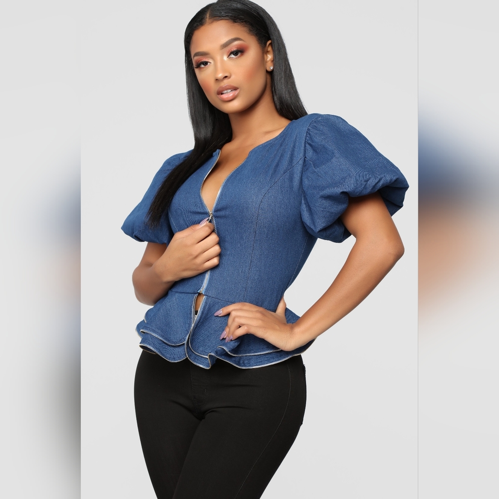 New! Fashion Nova denim peplum jacket